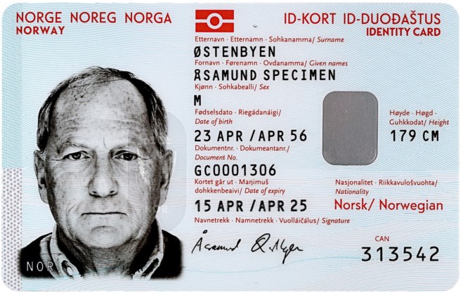 Nasjonalt ID-kort med bilde av mann